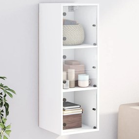 vidaXL Armário de parede c/ portas de vidro 35x37x100 cm branco