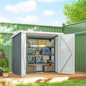 Abrigo de jardim 1,09 m² 2 portas com fechadura 147 x 86 x 134 cm chapa de aço Cinza claro e Branco
