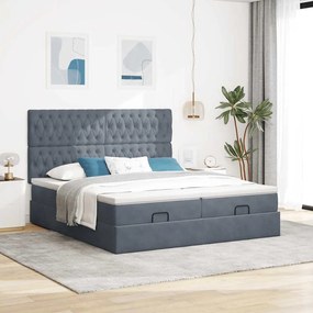 Estrutura cama otomana colchões 160x200 cm cinzento escuro