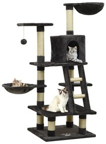 vidaXL Árvore p/ gatos c/ postes arranhadores sisal 122cm cinza-escuro