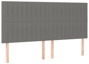 Cabeceira de cama c/ LED tecido 180x5x118/128 cm cinza-escuro