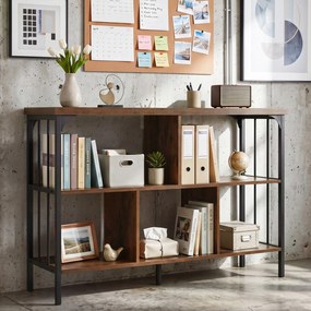 Estante de Arrumação Industrial, 109 x 34 x 76 cm, Cinco Compartimentos, Castanho+Preto