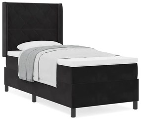 Cama Box Spring com Colchão preta 100x200 cm de Veludo