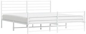 Estrutura de cama com cabeceira e pés 200x200 cm metal branco