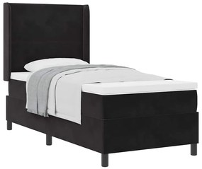 Cama Box Spring com Colchão preta 100x200 cm em Veludo
