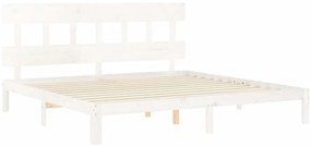 Estrutura cama Super King Size c/ cabeceira madeira branco