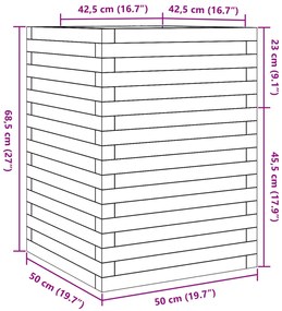 Vaso/floreira de jardim 50x50x68,5 cm pinho maciço branco