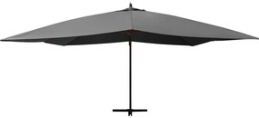 Guarda-sol cantilever c/ poste de madeira 400x300 cm antracite