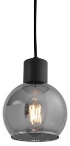 Candeeiro de suspensão Art Deco preto com vidro fumê - Vidro Art Deco