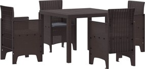 vidaXL Conjunto de Jantar para Jardim 5 pcs Castanho Polipropileno