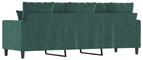 Sofá de 3 lugares 180 cm veludo verde-escuro