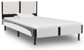 Estrutura de cama 90x200 cm couro artificial preto e branco