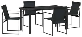 Conjunto de Jantar para Jardim - 5 Peças, Preto, com Textilene e Aço.