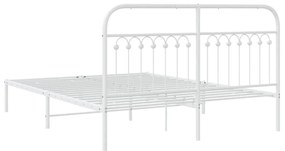 Estrutura de cama com cabeceira 150x200 cm metal branco