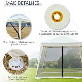 Tenda de Jardim 3x3m Tenda com 4 Partes Laterais Rede Mosquiteira com fecho Proteção UV para Patio Bege