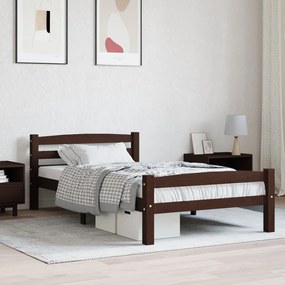 vidaXL Estrutura de cama 100x200 cm pinho maciço castanho-escuro