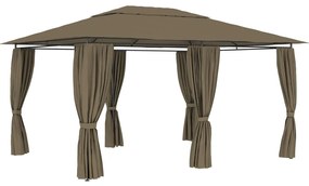 vidaXL Tenda de jardim com cortinas 4x3m 180 g/m² cinzento-acastanhado