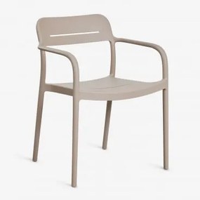 Pack De 2 Cadeiras De Jantar Empilháveis Com Braços Em Polipropileno Graneli Moka Brown - Sklum