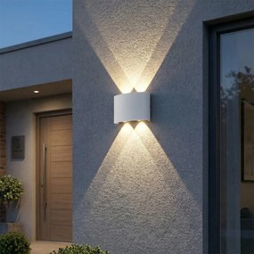 Candeeiro de parede exterior branco com LED 4 luzes IP54 - Silly