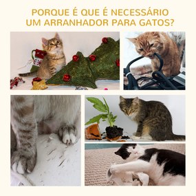 Árvore Arranhador para Gatos de 2 Níveis com Poste e Tapete de Arranhar Cama e Bola Suspensa 35,5x37x46 cm Bege
