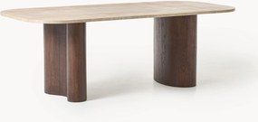 Mesa de jantar em madeira de carvalho com tampo em travertino Canyon, vários tamanhos