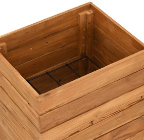 Vaso/floreira 50x40x72 cm madeira de teca reciclada e aço