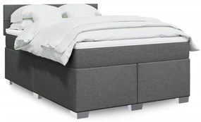vidaXL Cama com molas/colchão 160x200 cm tecido cinzento-escuro
