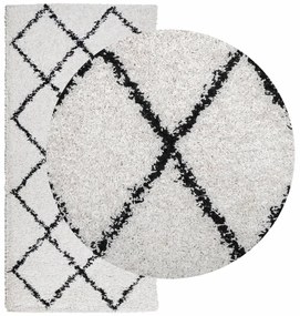 Tapete shaggy de pelo alto PAMPLONA 100x200 cm creme e preto