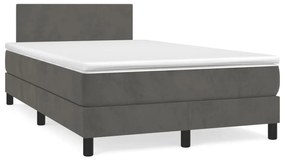 vidaXL Cama boxspring com colchão 120x190 cm veludo cinzento-escuro