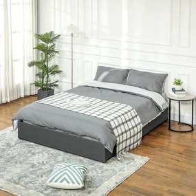 Estrutura de Cama de Casal "Storage" - 140x190 cm - Cinza - Design com