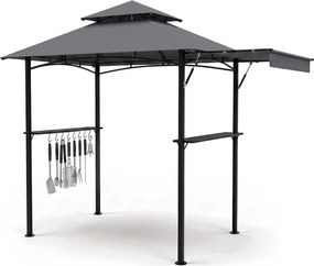 Tenda de Jardim para Churrasco (GRELHADOR NÃO INCLUIDO), 244 x 148 x 254 cm, Toldo Ajustável, Cinzento