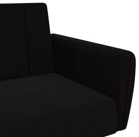Sofá-cama de 2 lugares veludo preto