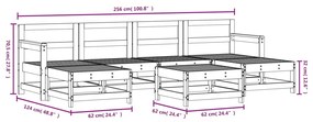 7 pcs conjunto lounge de jardim pinho maciço branco