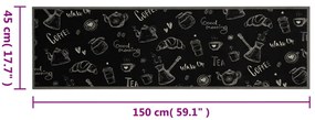 Tapete de cozinha lavável 45x150 cm veludo padrão morning preto