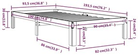 Estrutura de cama solteiro 90x190 cm madeira maciça