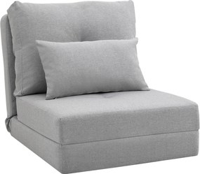 HOMCOM Sofá-Cama Individual Dobrável Revestido em Linho com Encosto Ajustável 5 Posições 1 Almofada Cinzento Claro | Aosom Portugal