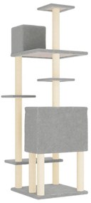 Árvore p/ gatos c/ postes arranhadores sisal 154 cm cinza-claro