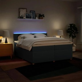 Cama com molas/colchão 200x200 cm tecido azul