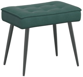 Cadeira de descanso com banco veludo verde-escuro