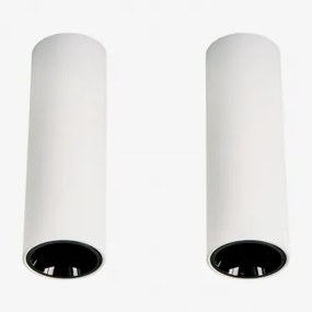 Pack De 2 Apliques De Teto Led De Superfície Redondos Ø5,7 Cm Para Exterior Em Alumínio Luisiana Branco - Preto & Branco Cálido 2700k & 6 W & - Sklum