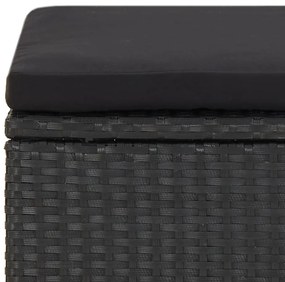 Bancos de jardim 4 pcs com almofadões vime PE preto