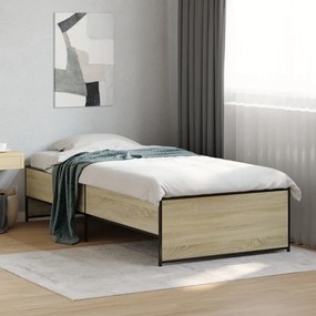vidaXL Estrutura de cama derivados de madeira e metal carvalho sonoma