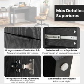 Secretária para computador 112 x 50 x 75 cm com armário e gaveta, painel espesso, estrutura resistente, superfície lisa, fácil de limpar, para casa ou