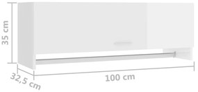 Roupeiro 100x32,5x35 cm derivados de madeira branco brilhante