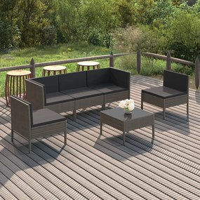 vidaXL 6 pcs conjunto lounge de jardim c/ almofadões vime PE cinzento
