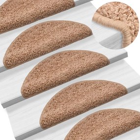 vidaXL Tapetes de escada 15 pcs 56x17x3 cm bege