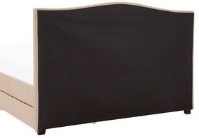Cama de casal com arrumação em tecido creme 160 x 200 cm MONTPELLIER Beliani