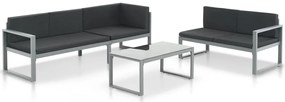 Conjunto lounge p/ jardim com almofadas 3 pcs alumínio preto