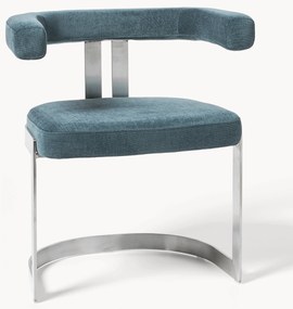 Cadeira cantilever estofada com apoio de braços Gianni