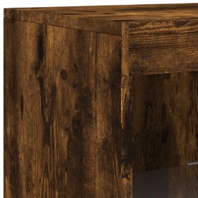 Aparador com luzes LED 41x37x100 cm carvalho fumado